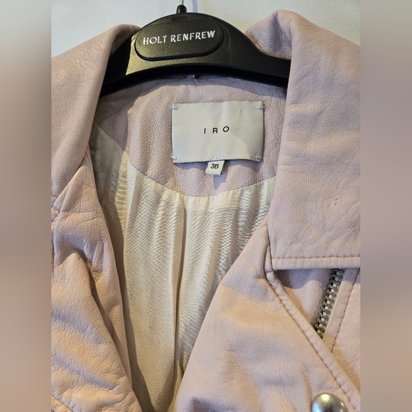 Iro Paris Blush Pink Leather Moto Jacket Size Italian 36 - Picture 10 of 16